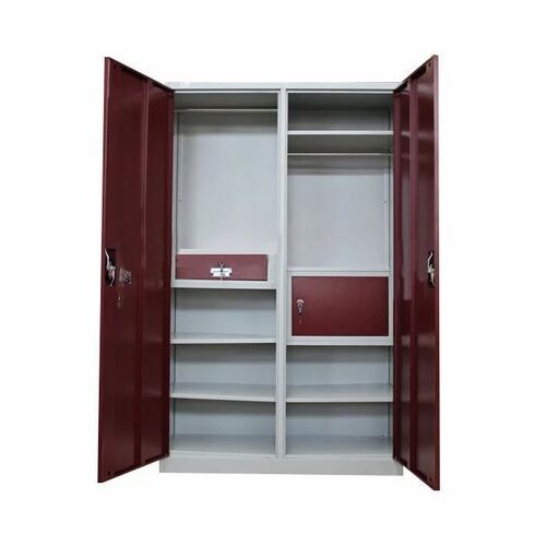 Double Door Iron Almirah - Standard Rectangular Size, Polished Finish | Modern Design, Water Resistant, Durable Indoor Furniture