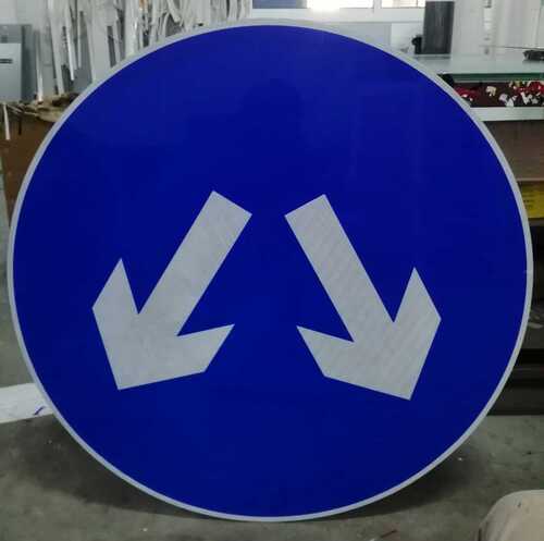 round blue sign board