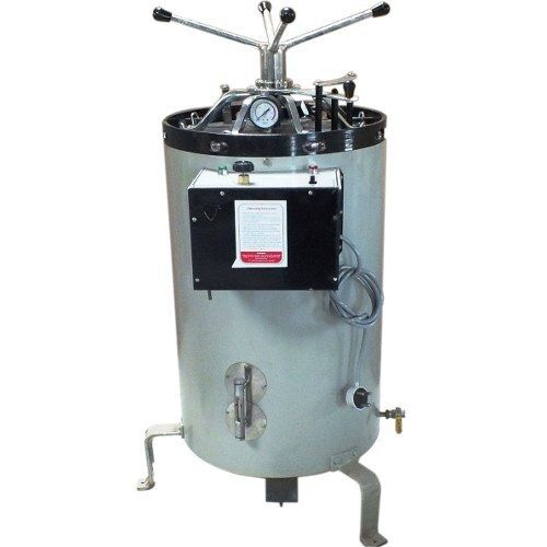 Vertical Autoclave - Stainless Steel Inner, Mild Steel Powder Coated Exterior, Grey Color | Digital Temperature Control, Timer Functionality, Water Level Indicator, Pressure Gauge, Load Gauge, High Durability, Efficient Sterilization Process