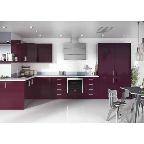 L Shape Modular Kitchen - High Efficiency, Glossy Finish, Water & Heat Resistant | Modern Design, Washable, Easy To Clean, Rust Proof, Includes Drawers & Kitchen Racks