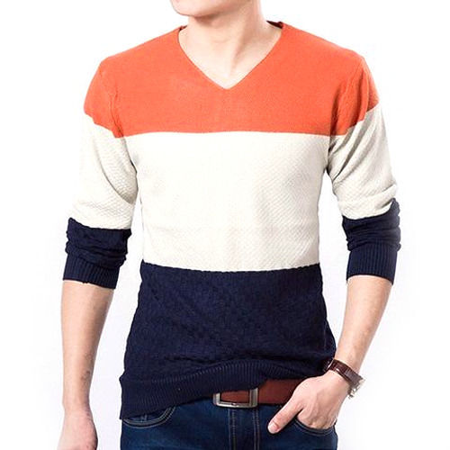 Mult Color Full Sleeves Striped Pattern Mens Sweaters