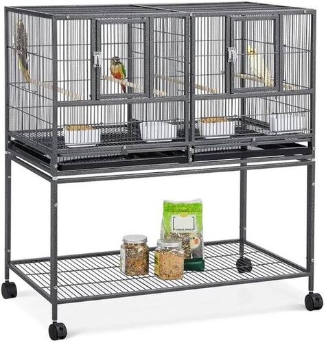 Metal Bird Cage - High Strength Metal, Standard Size, Polished Finish, Black | Portable, Lightweight, Easy to Clean, Corrosion and Rust Resistant