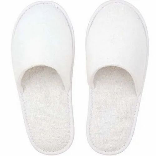 White Toweling Fabric Bath Slipper