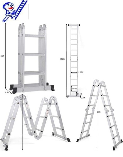 Silver Aluminium Alloy Multi Function Ladder For Multipurpose Use