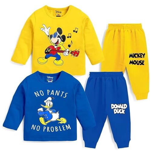 Baby Boy Regular Fit Cotton T-shirts And Pyjamas Set Disney-psut-104 Multi-colored