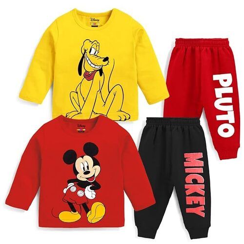 Disney Baby Boy Regular Fit Cotton T-shirts And Pyjamas Set