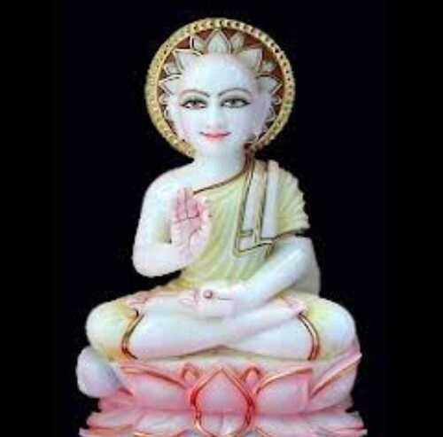 White Marble Jain Mahaveer Statue - New, Durable Craftsmanship | Religious Style, Indian Regional Theme, Exquisite Finishing