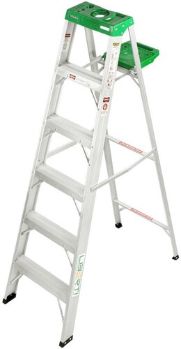 15 Ft Working Height Silver Aluminium Stair Ladder