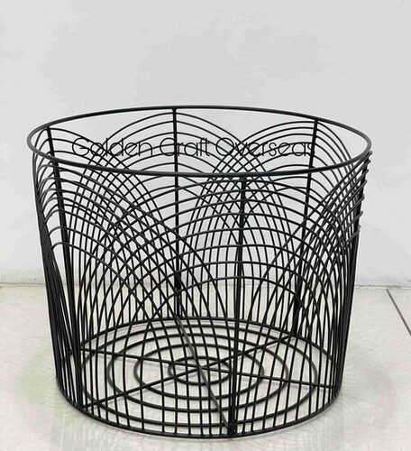 Black Laundry Cum Storage Basket With Powder Coated Finish