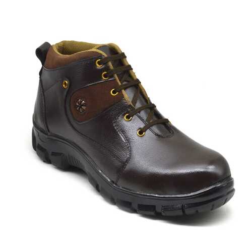 High Ankle Black Leather Safety Shoes