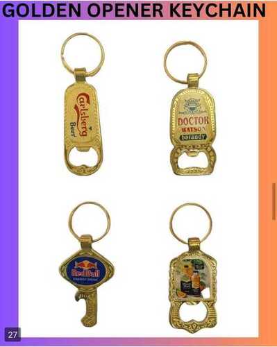 Golden Color Printed Pattern Metal Material Opner Keychain