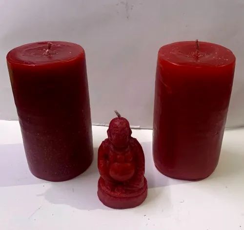Set of 3 Red Fragranced Handmade Candles