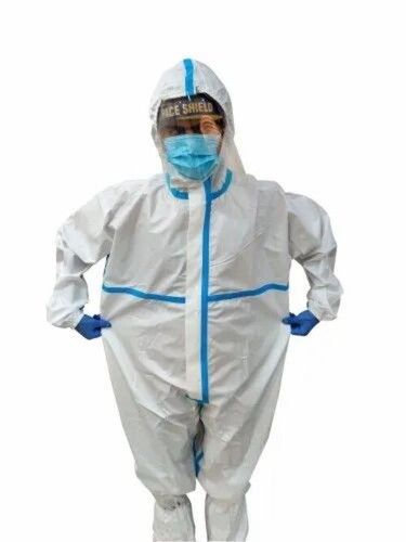 White Color Full Sleeves Plain Pattern Ppe kit