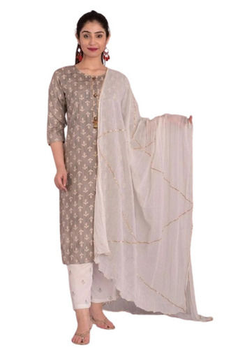 Cotton Printed Kurti - Long Regular Fit, 3-4th Sleeve Style | Washable, Breathable, Modern Casual for Ladies in S, L Sizes