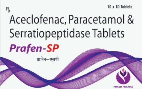 Prafen SP Aceclofenac Paracetamol and Serratiopeptidase Tablets 10x10 Tablets Pack