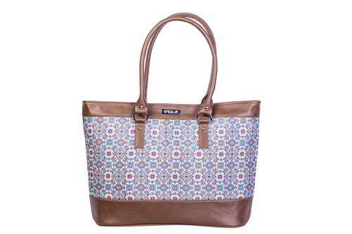 Zip Closure Overlap Printed Multi Purpose Poly Cotton Hand Tote Bag