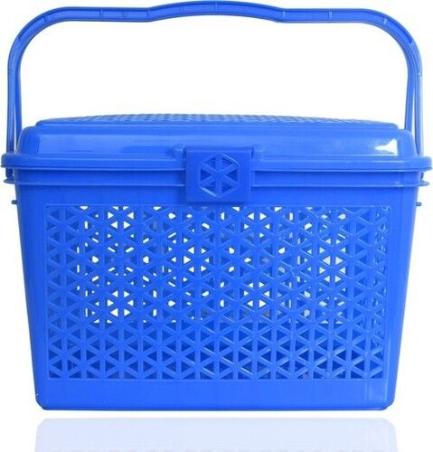 Portable Rectangular Storage Basket - Lightweight Plastic, Standard Size, Polished Blue Finish | Water and Crack Resistant, Easy to Install and Clean