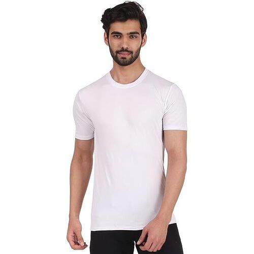 White Color Round Neck Short Sleeves Mens T Shirts