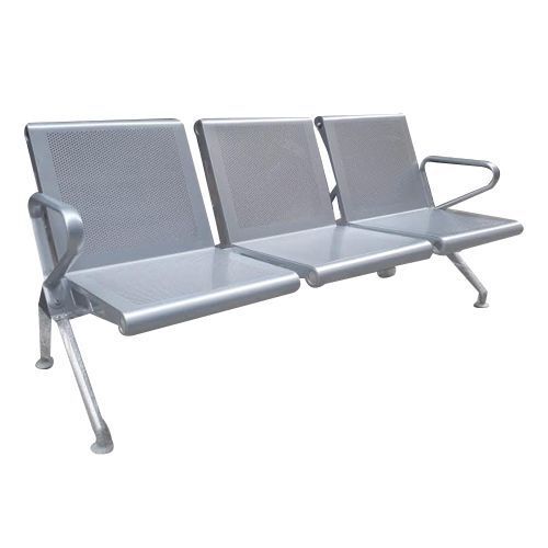 Silver Color Stainless Steel Three Seater Waiting Chair