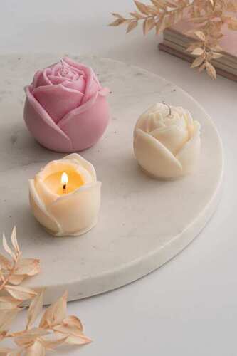 Jumbo Pink Flower Candles