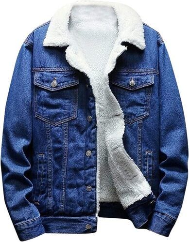 Popular Men Coat Winter Denim Coat Lapel Punk Turndown Collar Coat Plush  Lining - Jackets - AliExpress