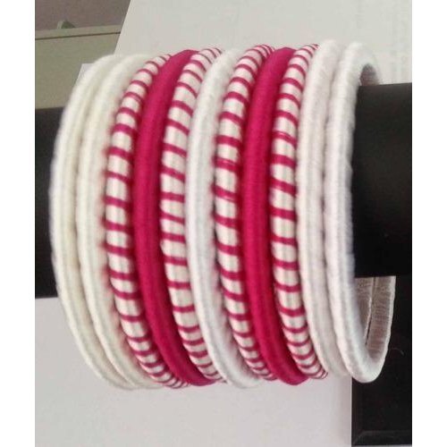 pink and White Silk Thread Bangles