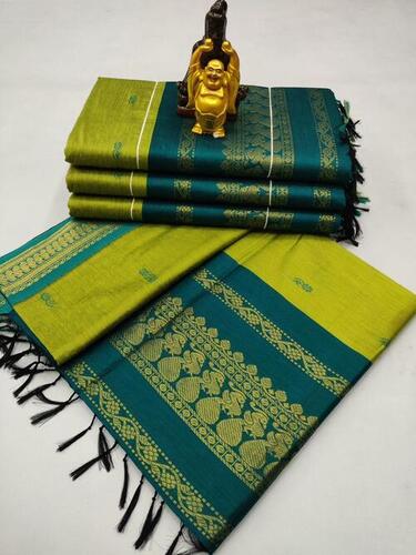 Green And Yellow Silk Ladies Saree