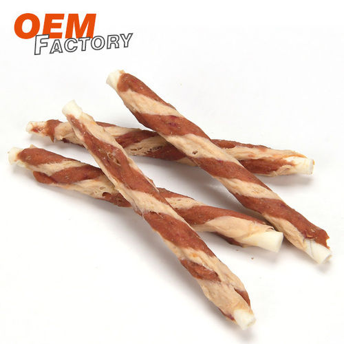 Rawhide Stick Twined by Chicken and Cod OEM Best Dog Treats Supplier