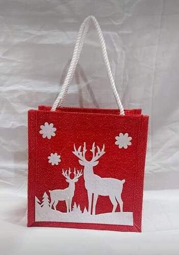 printed jute shopping bag