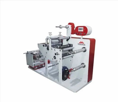 Rotary Die Cutting Machine - Metal Build, Rust Free, Corrosion Resistant | Electric Power, PLC Control, White and Red Color