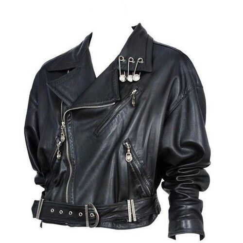 Long Sleeves Black Leather Safety Jacket For Commercial