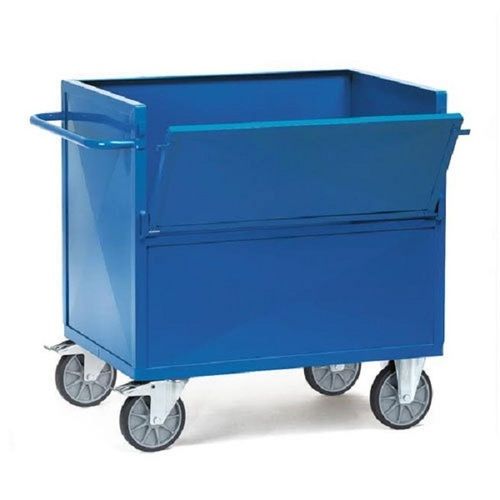 Blue Color Mild Steel Material Box Handling Trolley For Industrial