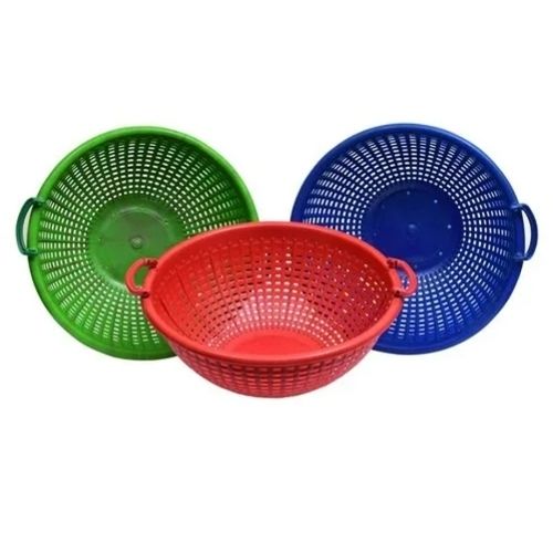 Plastic Round Handle Tokra Basket Milky For home