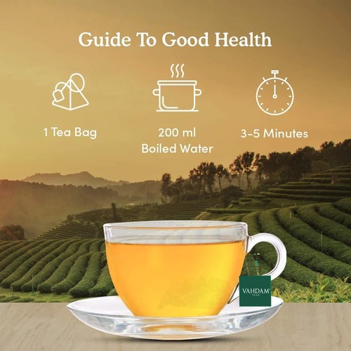 100% Organic Green Tea Bags - Highly Pure, Fresh Taste | Bagged Tea, Natural Ingredients