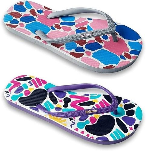 Womens Multi-Color Printed Daily Wear Rubber Slippers