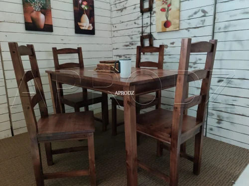 Solid Wood Cocha Pine Wood Dining Table Set