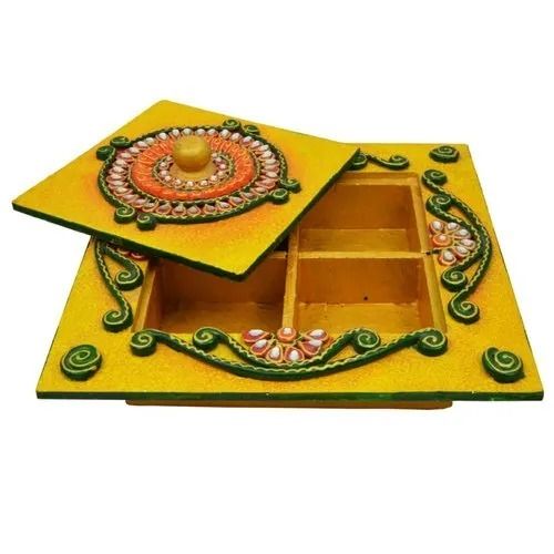 Wooden Kundan Arted Dry Fruit Box