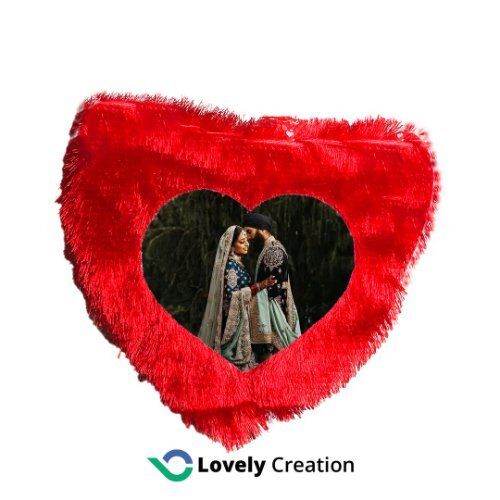 Stylish Look Fur Cushion Heart Photo Frame