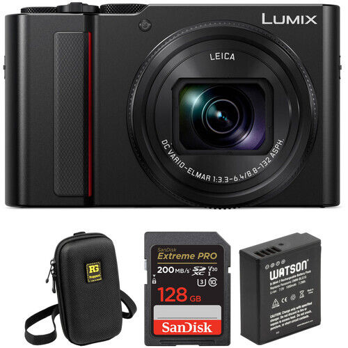 Panasonic Lumix DC-ZS200D Digital Camera with Accessories Kit (Black)