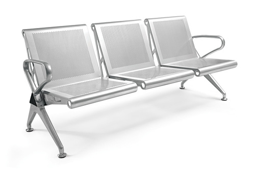 3 Seater Chrome Steel Waiting Bench Metro