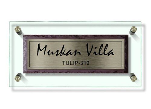 Eco Friendly Durable Rectangular Glass Name Plate