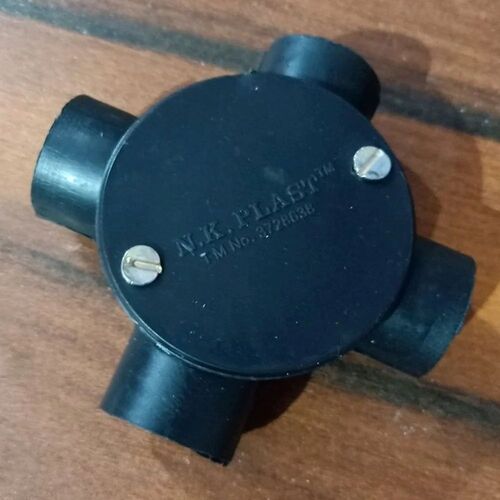 Round 4 Way PVC Black Junction Box