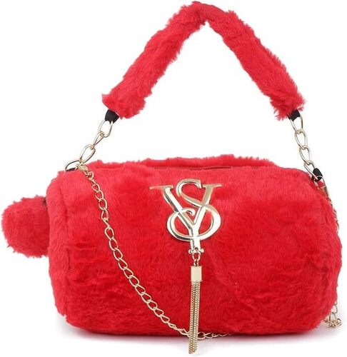 Shoulder Bag for Women Mini Furry Handbag Armpit Purse Heart Print Clutch  Bag Faux Fur Purse(Red) - Walmart.com