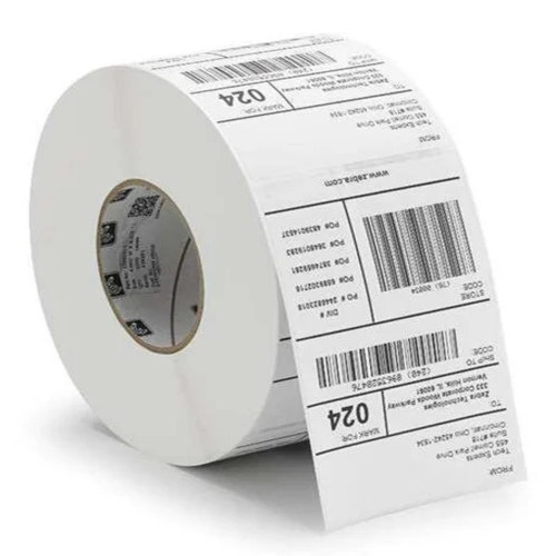 Printed Paper Barcode Sticker - Round Shape, White & Black Colors | Lightweight, Plain & Printed for Industrial Labeling