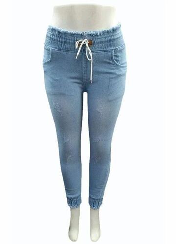 Womens Casual Wear Stretchable Light Blue Denim Jogger