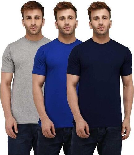 Multi-Color Casual Wear Round Neck Plain Mens T-Shirts