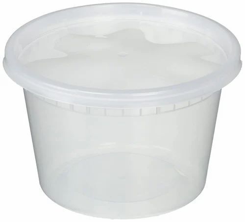 White Round Disposable Food Container, 500ml