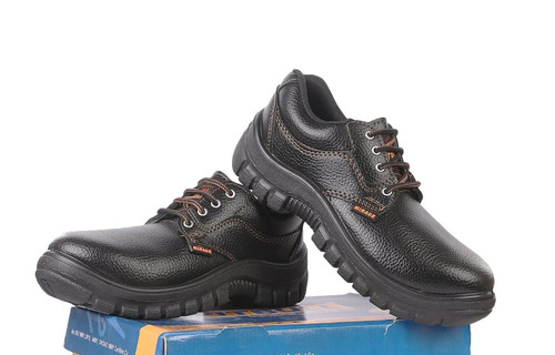 Industrial Safety Shoes - Real Leather Outsole, All Sizes, Black Color | Unisex Lace Style, Anti-Static Toe, Durable PU Insole