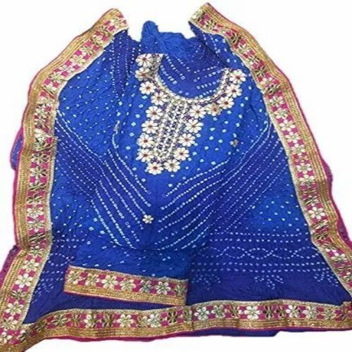Ladies Art Silk Bandhani Dress Material
