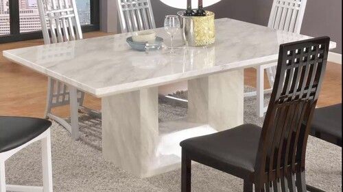 White Color Rectangular Shape Marble Table Base With Stand